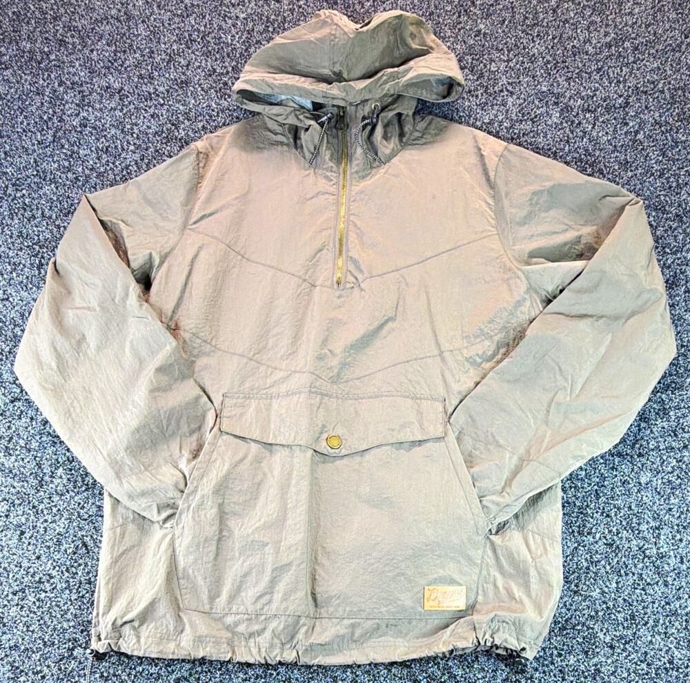 Dravus Gray Anorak Jacket 1/4 Zip Hooded Nylon Logo Accents Men’s M